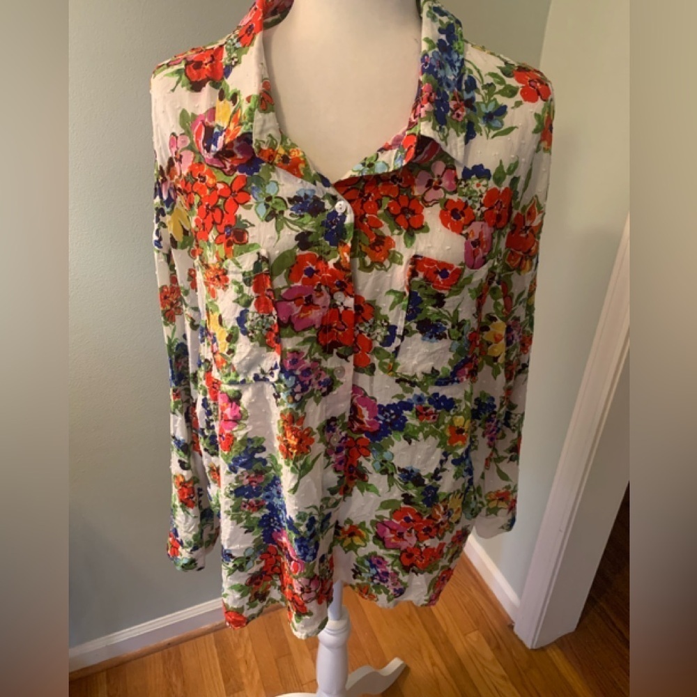 Dear John Multicolor Floral Button-Down Shirt,L